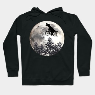 Dinosaur lover cyclist on the moon in forest Hoodie